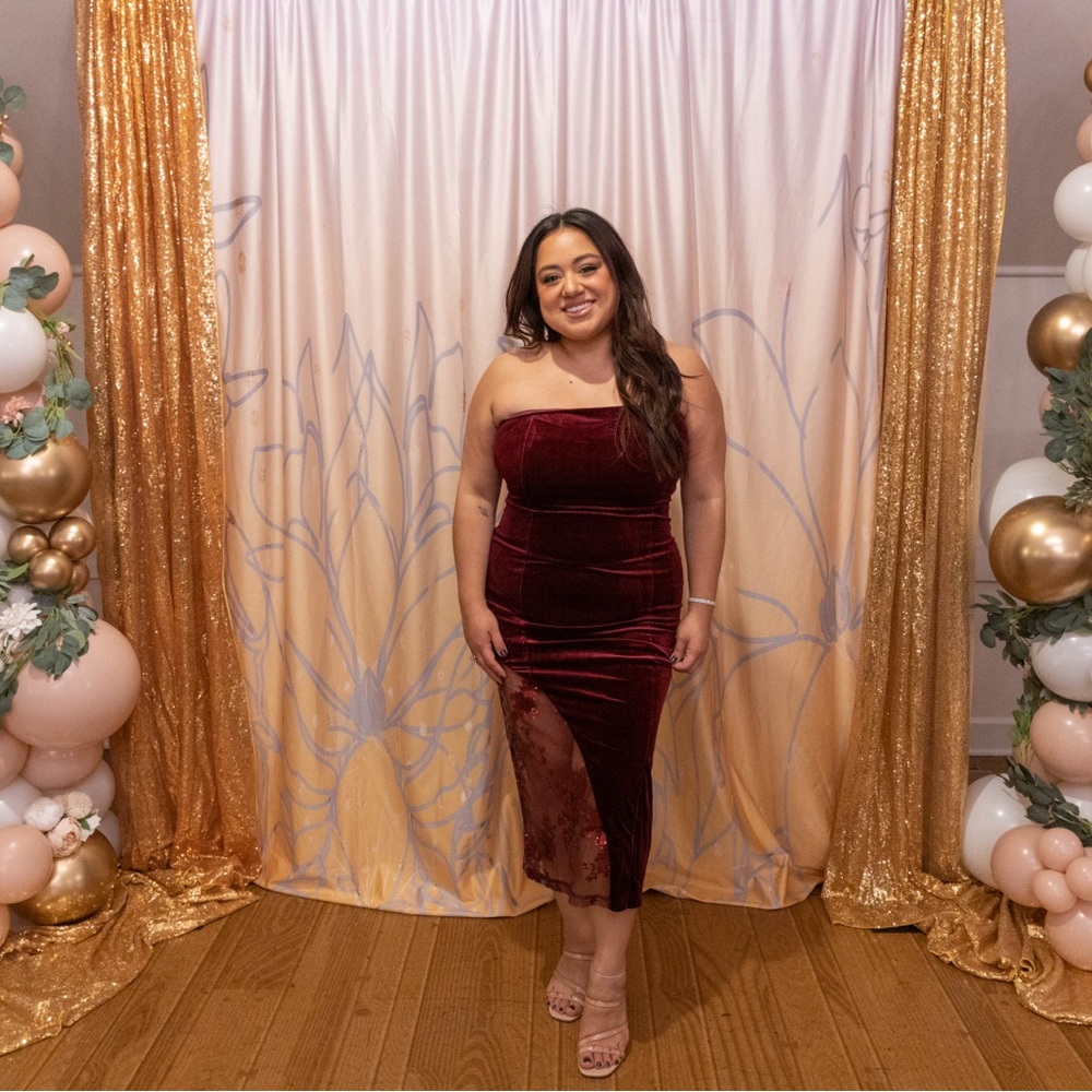 LULUS berry red velvet dress